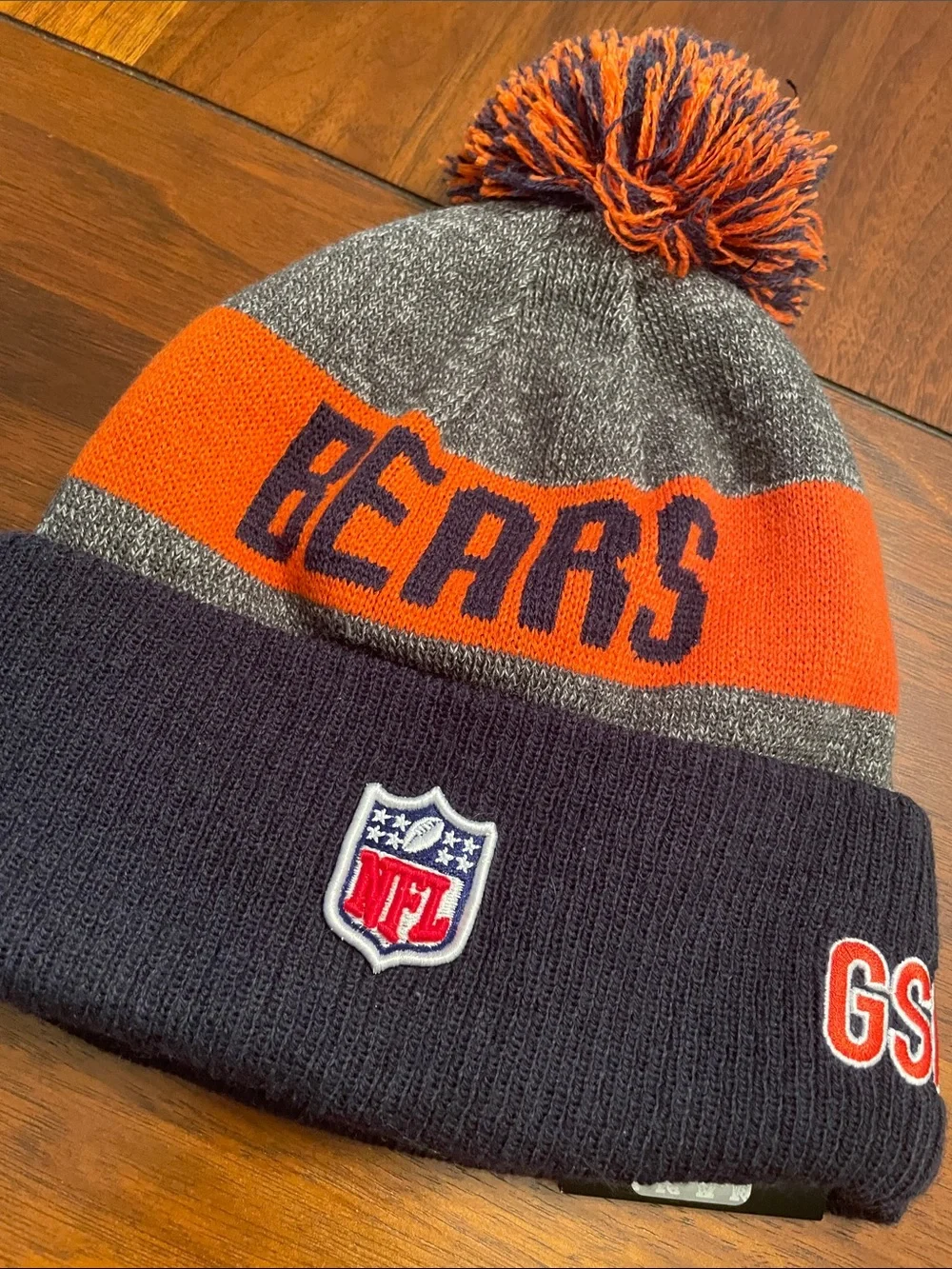 New Era Chicago Bears Kids Knit Pom Beanie - Navy, Orange, Gray C20